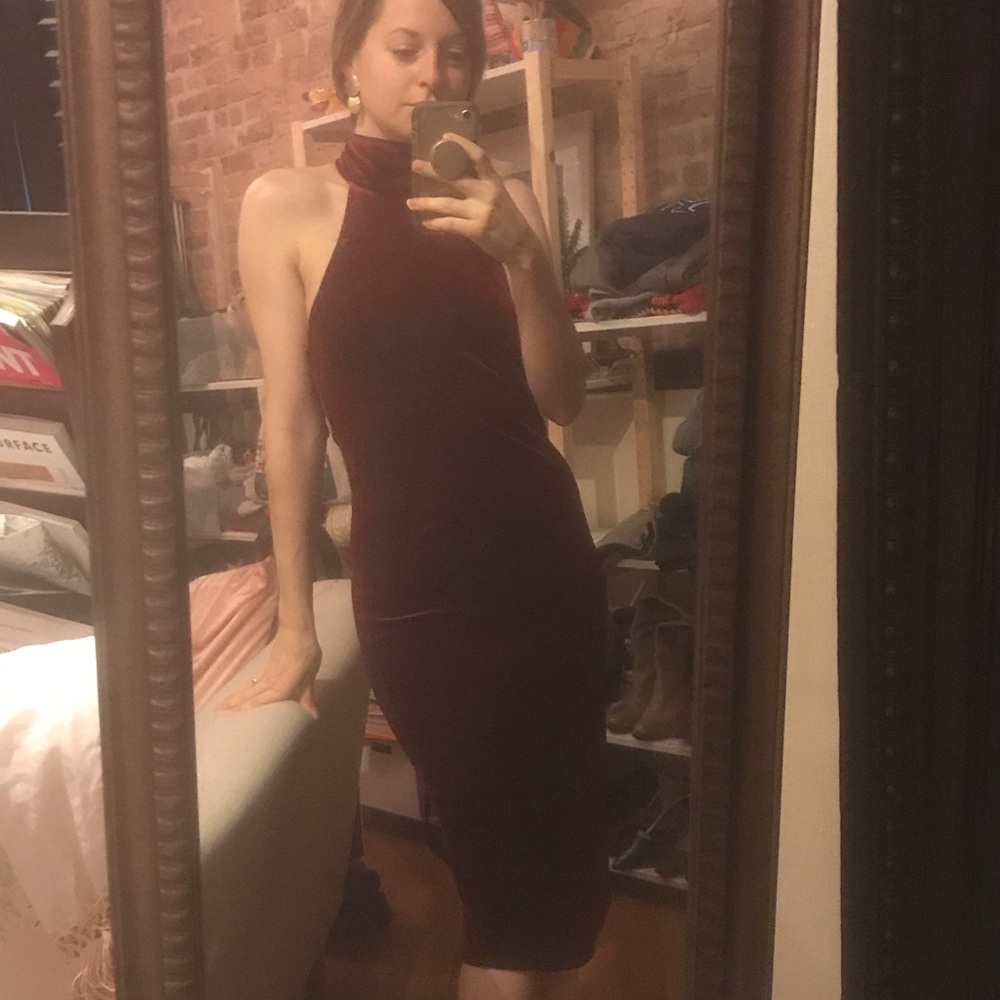 Stretch Velvet Burgundy Dress